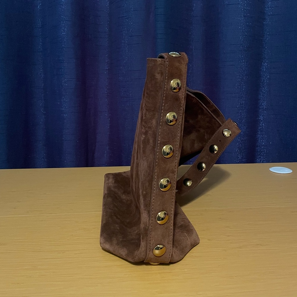 Madewell Brown Suede Studded Shoulder Bag - Picture 7 of 10